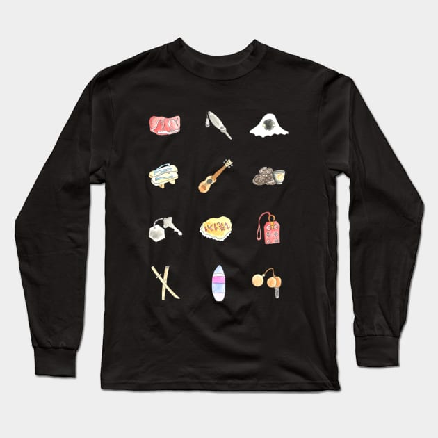 Terrace House Icons Long Sleeve T-Shirt by buhloop_art